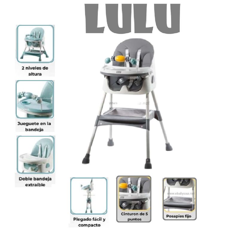 Silla de Comer Plegable Lulu - Plomo