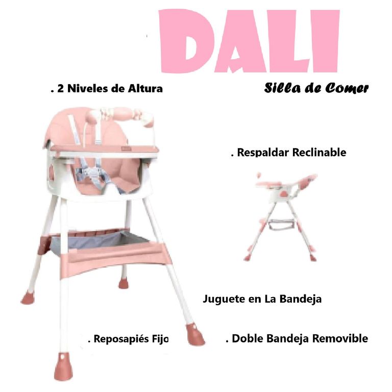 Silla de Comer Reclinable Dali - Rosado