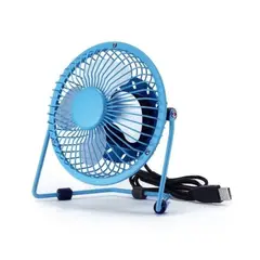 GENERICO - Ventilador de Escritorio Metálico Celeste USB