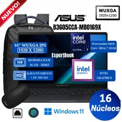 ASUS - Laptop ExpertBook B3605CCA-MB0169X 16" WUXGA, Core Ultra 7-255H ,Ram 16GB, SSD 1TB, Win 11 Pro