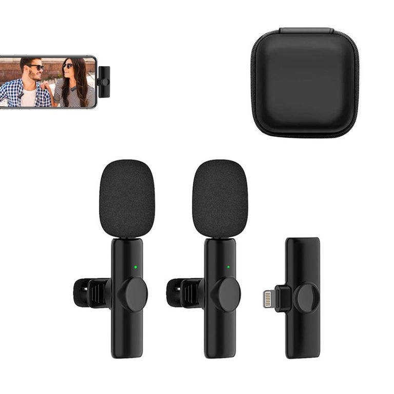 Micrófonos Inalámbricos Solaperos Dual K11 iPhone / iPad con estuche