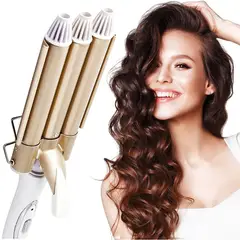 IMPORTADO MC - Rizadora Onduladora de Cabello Tenaza Sirena Tres Tubos Ondulados