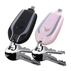 GENERICO - Cargador de llavero portátil Android de 1500mAh con tipo IPHONE ROSADO