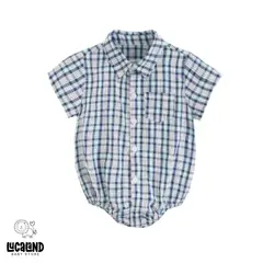 LUCALAND - Body camisa manga corta de algodón cuadros azul