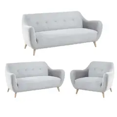 ALTO HOGAR - Juego de Sala Vintage 3 2 1 Lucky Gris Claro