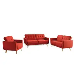 ALTO HOGAR - Juego de Sala Vintage 3 2 1 Faith Rojo