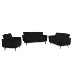 ALTO HOGAR - Juego de Sala Vintage 3 2 1 Faith Negro