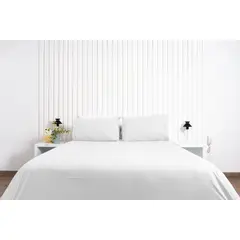 COBITEX HOME - Sábanas + Plumón Hipoalergénico + Funda Plumón Queen 600H Blanco 100 Algodón
