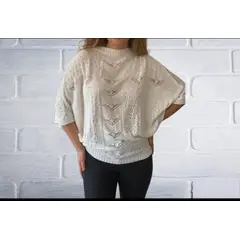 GENERICO - Chompa calada Blanca mujer Mandalay Knits.
