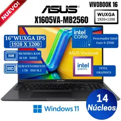 ASUS - Laptop Vivobook 16 X1605VA-MB2560 16" WUXGA IPS, Core 9 -270H, Ram 16GB, SSD 1 TB, Win 11