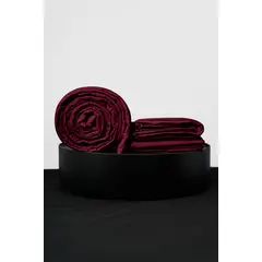 COBITEX HOME - Sábanas + Plumón Hipoalergénico + Funda Plumón 2 Plazas Guinda 100% Algodón