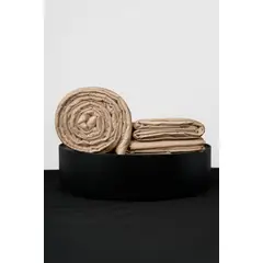 COBITEX HOME - Sábanas + Plumón Hipoalergénico + Funda Plumón 2 Plazas Arenita 100% Algodón