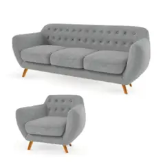 ALTO HOGAR - Juego de Sala Vintage Antuane 3 1 Gris