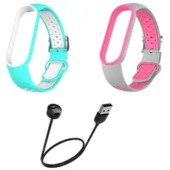 GENERICO - Correa Silicona con hebilla x 2 + cargador Xiaomi Mi Band 5 / 6