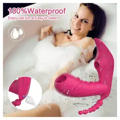 OEM - Consolador vibrador 3 en 1 con Bluetooth succion de clitoris