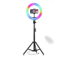 GENERICO - Aro Luz Led 26 cm RGB colores + Trípode 2.10 Metros