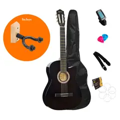 DJERSEN - Pack Guitarra Acústica Negra con Parante