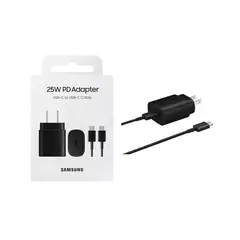 SAMSUNG - Cargador 25W USB C de Carga Rápida Original Negro