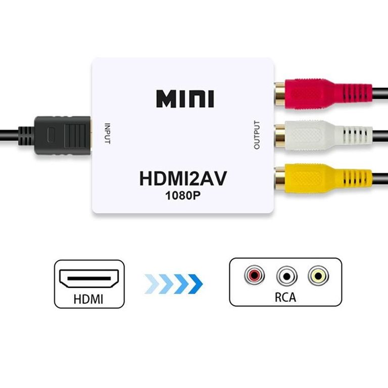 Adaptador Convertidor HDMI a RCA AV 1080p HD PAL NTSC