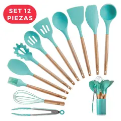OEM - Set 12 Piezas de Utensilios de Silicona Verde