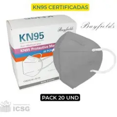GENERICO - Mascarilla Mate Negro KN95 Certificadas x20 unidades