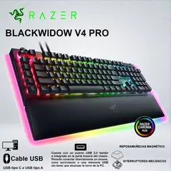 RAZER - TECLADO GAMER BLACKWIDOW V4 PRO SWITCHES GREEN COMAND DIAL