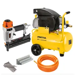 TRUPER - Kit Clavadora y engrapadora compresor de aire 20L manguera