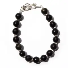 GENERICO - Pulsera de Onix con Detalles en Plata 1Ley