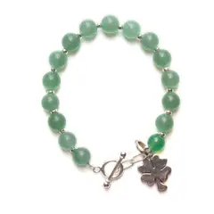 GENERICO - Pulsera Jade en Plata 1Ley con Dije Trebol