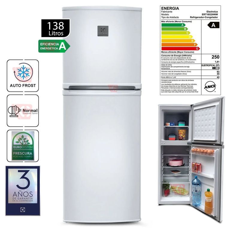 Refrigeradora 2 Puertas 138Lts ERT18G2HNW Blanco