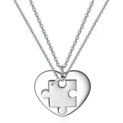 GENERICO - Collar para parejas rompecabezas de acero inoxidable