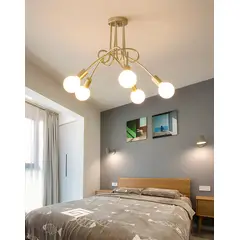 GENERICO - Lámpara colgante modelo araña color dorado Incluye cinco focos