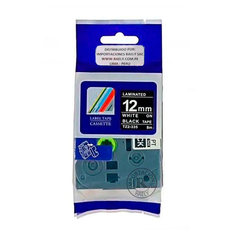 TZ2-335 CINTA FONDO BLANCO LETRA NEGRO 12MMX8M BROTHER TZE-335