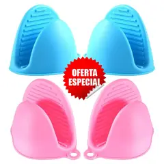 GENERICO - Pack x4 Guantes para Horno de Silicona Manoplas Para Cocina Repostería