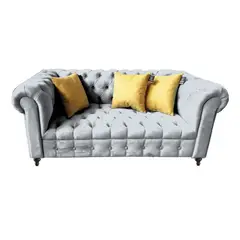 BARAKA HOME - Sofá Cheesterfield 3 Cuerpos Prilep - Gris Claro