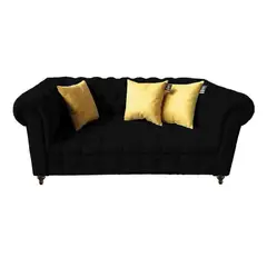 BARAKA HOME - Sofá Cheesterfield 3 Cuerpos Prilep - Negro