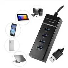 GENERICO - Adaptador Mini Hub 4 EN 1 USB 3.0 Puertos alta velocidad PC, Android