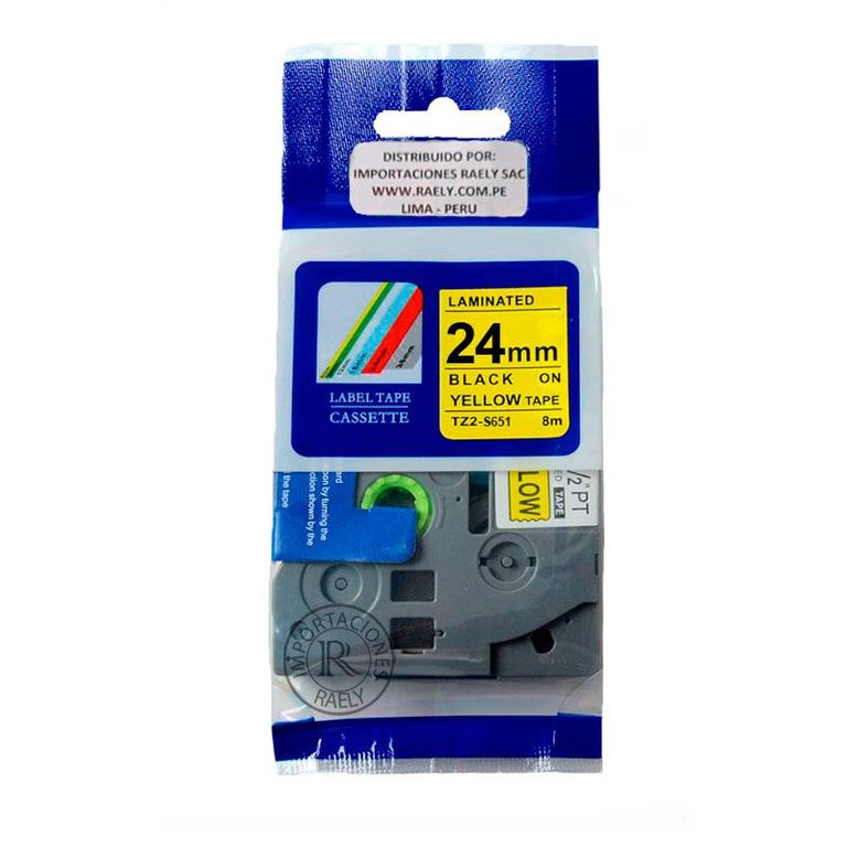 TZ2-S651 FONDO YELLOW LETRAS BLANCAS 24MM X 8MTS TZE-S651