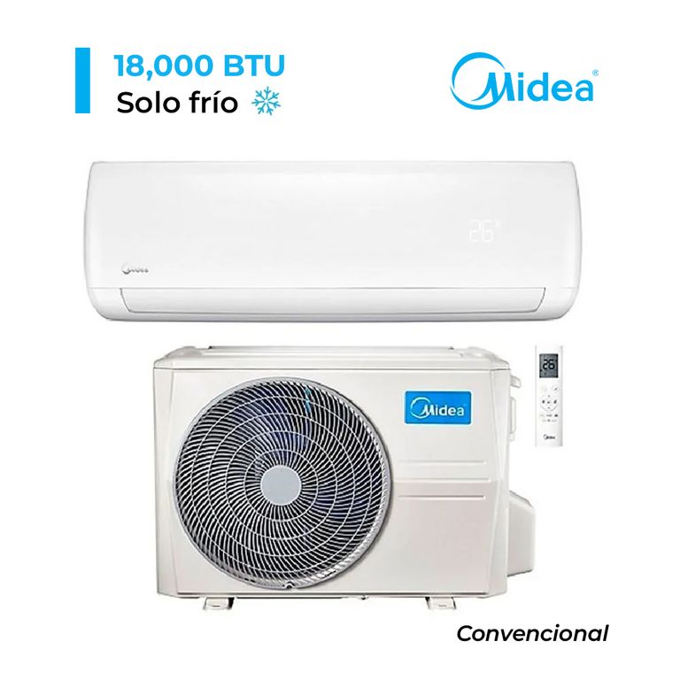 AIRE ACONDICIONADO SPLIT DE 18,000 BTU CONVENCIONAL FRIO SOLO