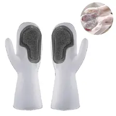 OEM - X3 Guantes para Lavar Platos de Silicona Resistentes al Calor Cepillo