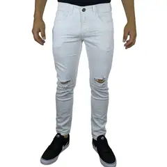 GENERICO - Pantalón Jean Moda Rasgado Para Hombre - Blanco