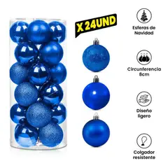 GENERICO - Cilindro Esferas Navideñas Por 24 Und Numero 6 - Azul