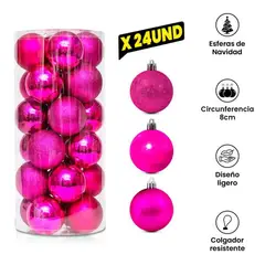 GENERICO - Cilindro Esferas Navideñas Por 24 Unid Numero 8 - Fucsia