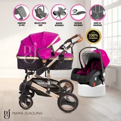 VOYAGE - Coche Cuna Travel System «ZEUS» con Porta bebé Fucsia