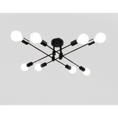 GENERICO - Lámpara colgante de techo araña color negro Incluye bombillas