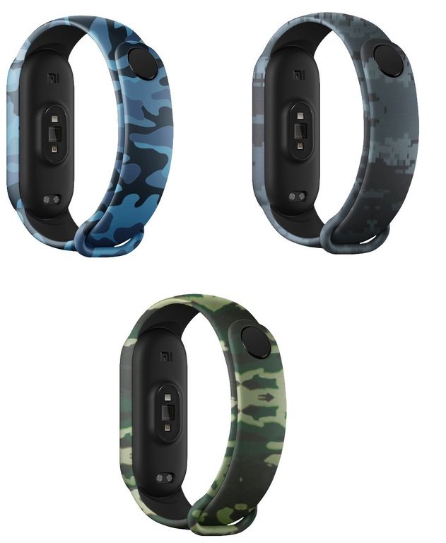Correa Silicona Xiaomi Mi Band 5 / 6 / 7 camufladas X 3 unidades