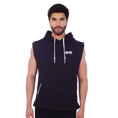 M MUSCLE MUSEUM - Polera Manga Cero Color Negro y Blanco Bolsillos delantero con cierre