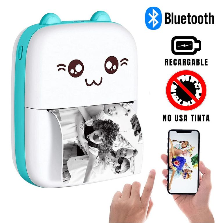 Mini Impresora Kawai Térmica Inalámbrica Recargable Celeste