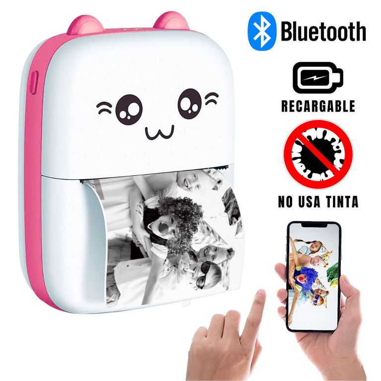 Mini Impresora Kawai Térmica Inalámbrica Recargable Rosa