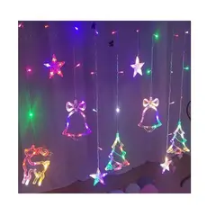 GENERICO - Luces Navidad Cortina Arbolito Campana Reno- Multicolor